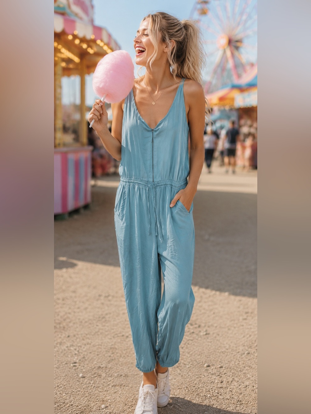 Onia NWT Light Blue Sleeveless Jumpsuit size S